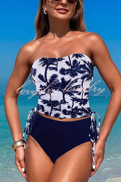 Unique Print High Waist Tie-Stretch Two-Piece Bikini Swimsuit