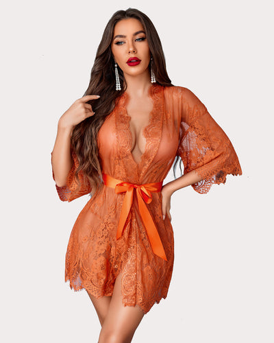 Lace Kimono Mesh Robe