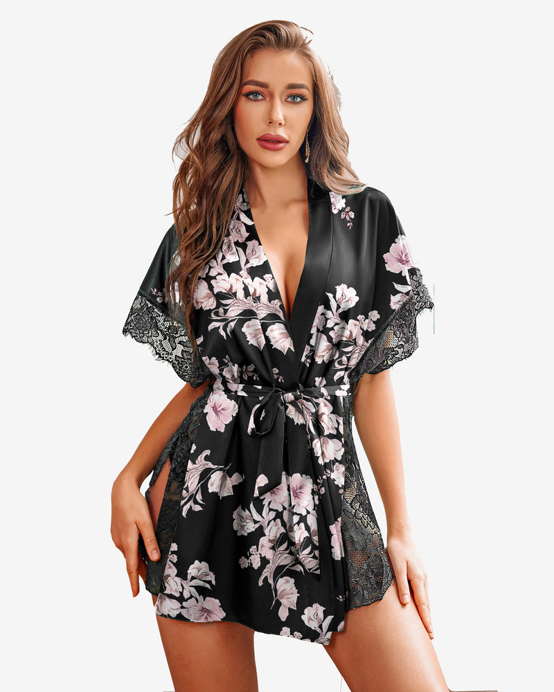 Satin Eyelash Lace Kimono