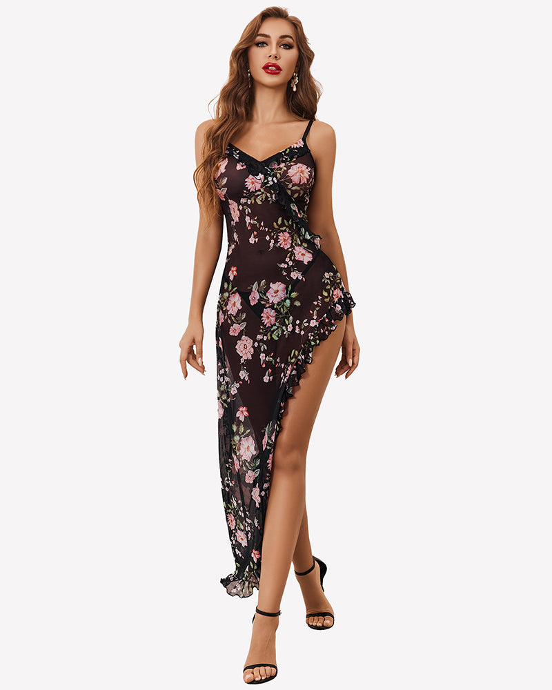 Mesh Chemise V Neck Nightdress