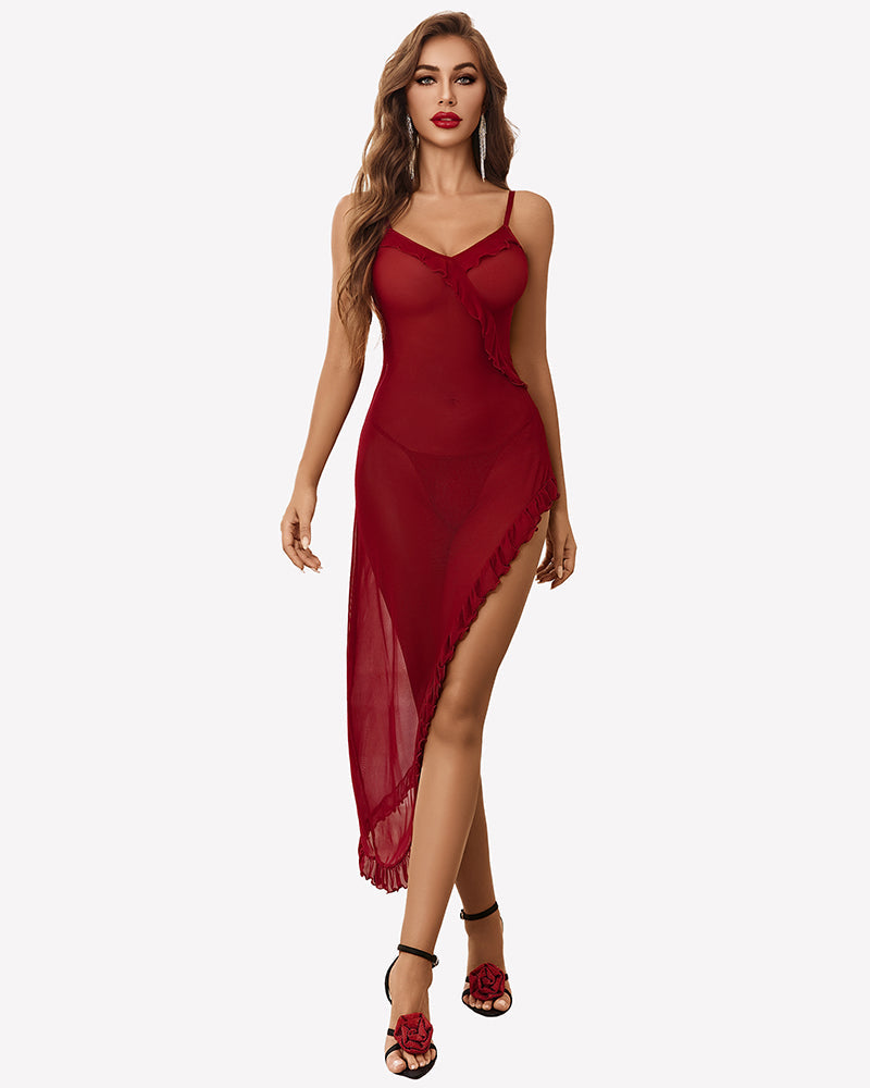 Mesh Chemise V Neck Nightdress