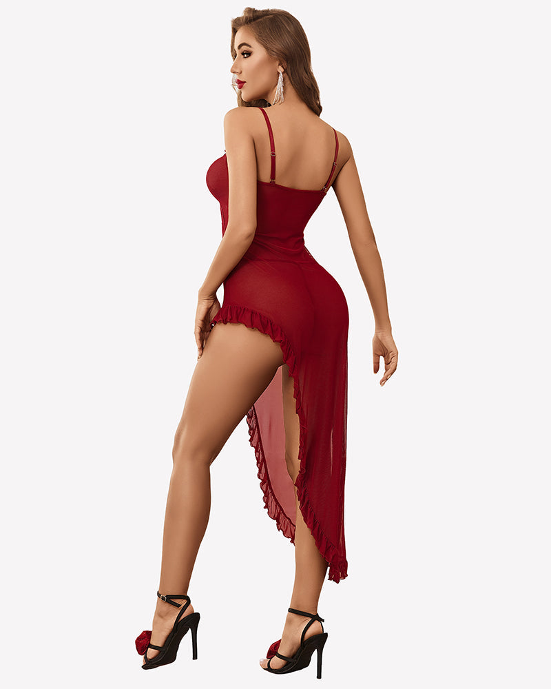 Mesh Chemise V Neck Nightdress