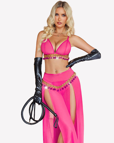 Mesh Sheer Bra Top Split Maxi Skirt Set