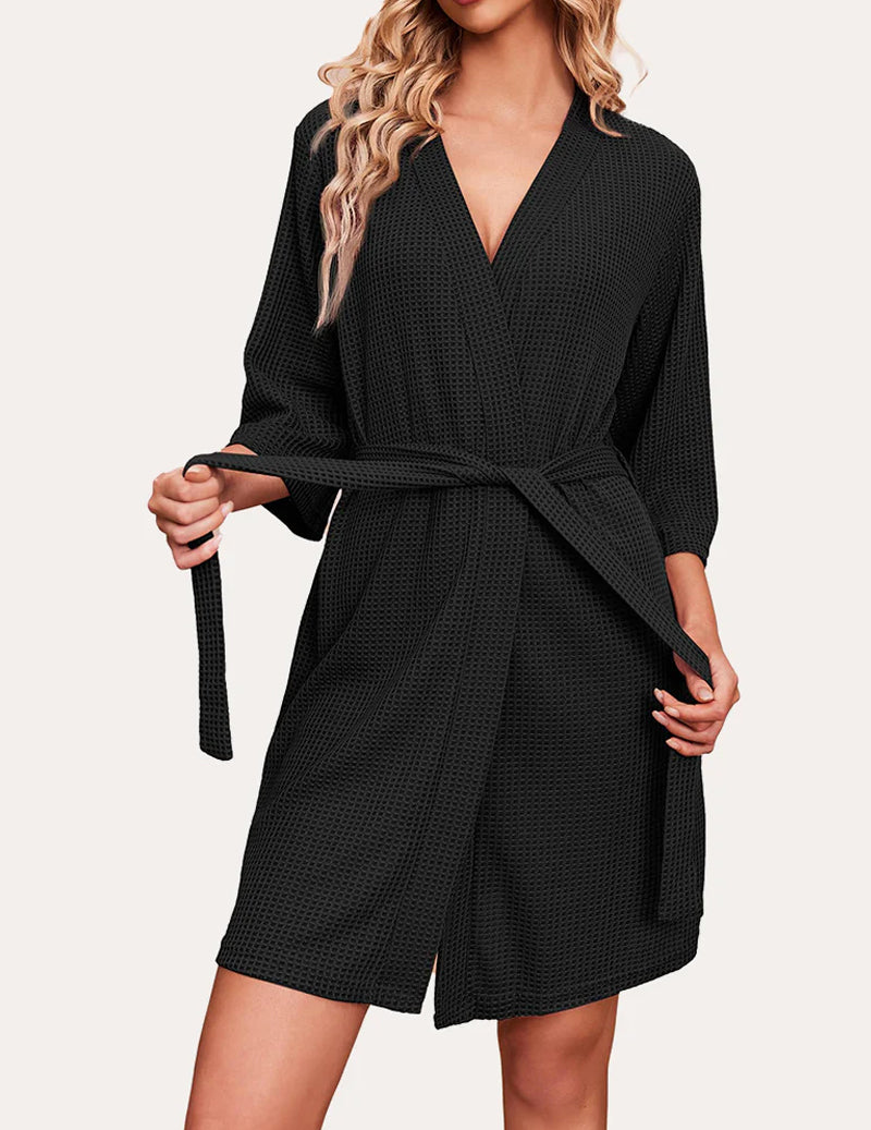 Ekouaer Soft Waffle Knit Bathrobe (US Only)