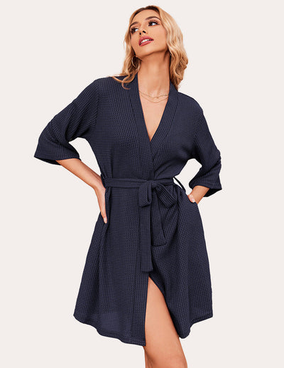 Ekouaer Soft Waffle Knit Bathrobe (US Only)