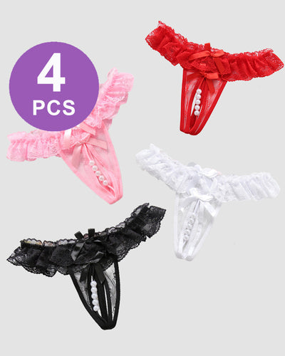 Beaded Lace Crotchless Panty