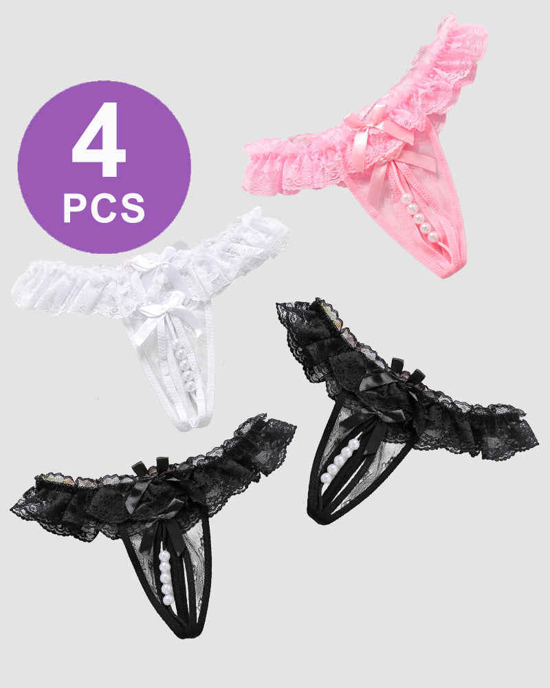Beaded Lace Crotchless Panty