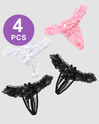 Beaded Lace Crotchless Panty