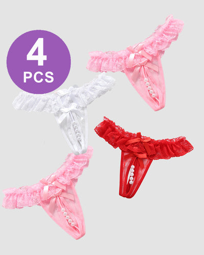 Beaded Lace Crotchless Panty