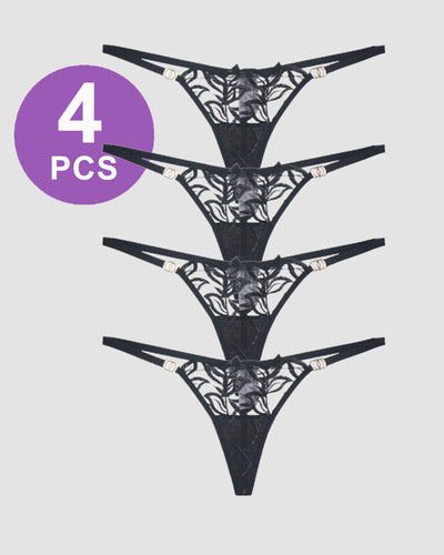 Embroidered Lace Thong Panty Set