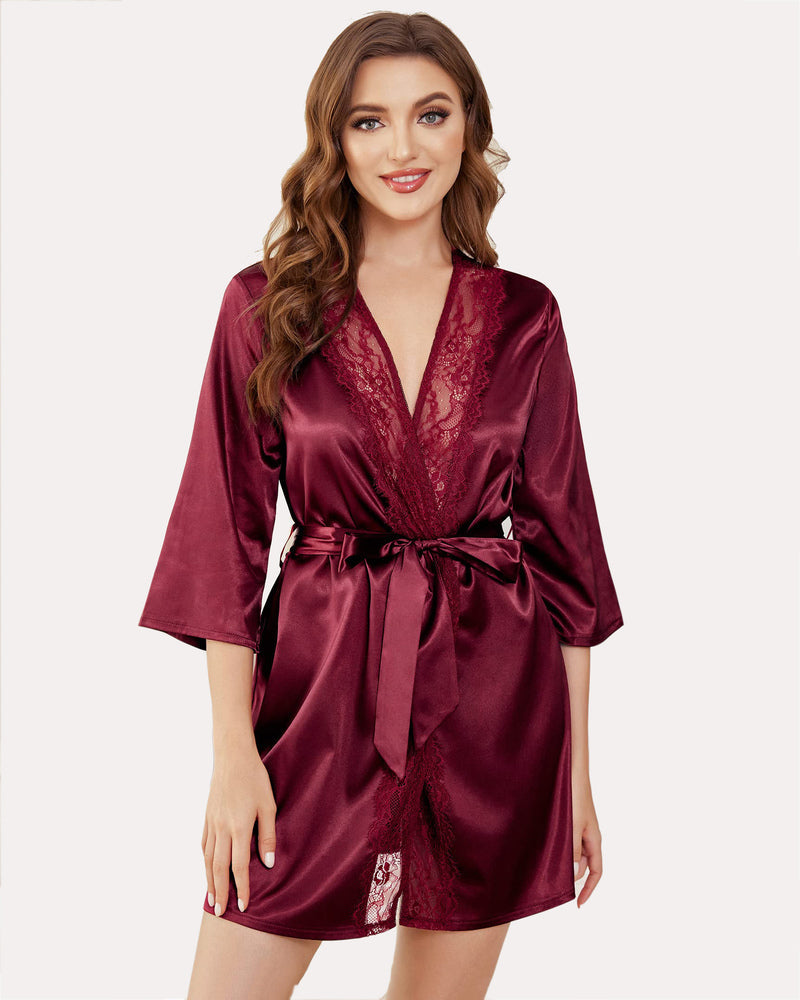Kimono Satin Short Silky Robes