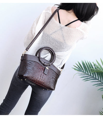 Ella™ - Elegant Handmade Leather Croco Bag