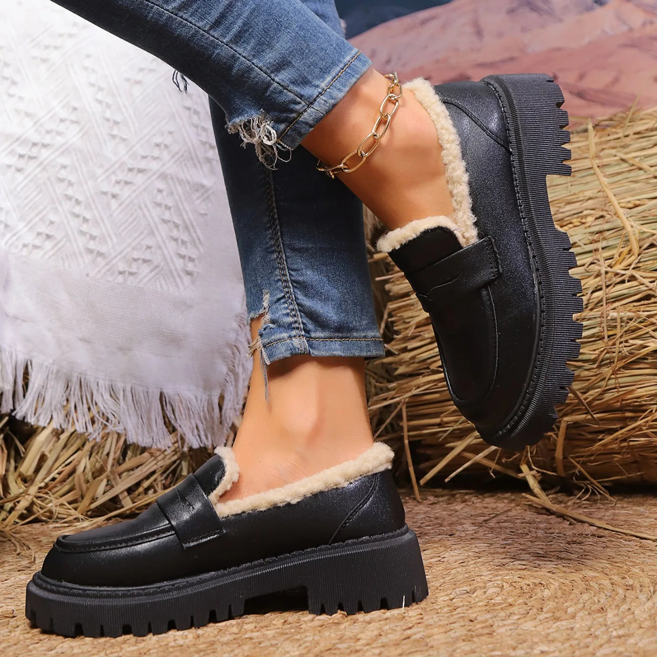 Sherpa Lined Platform Loafer