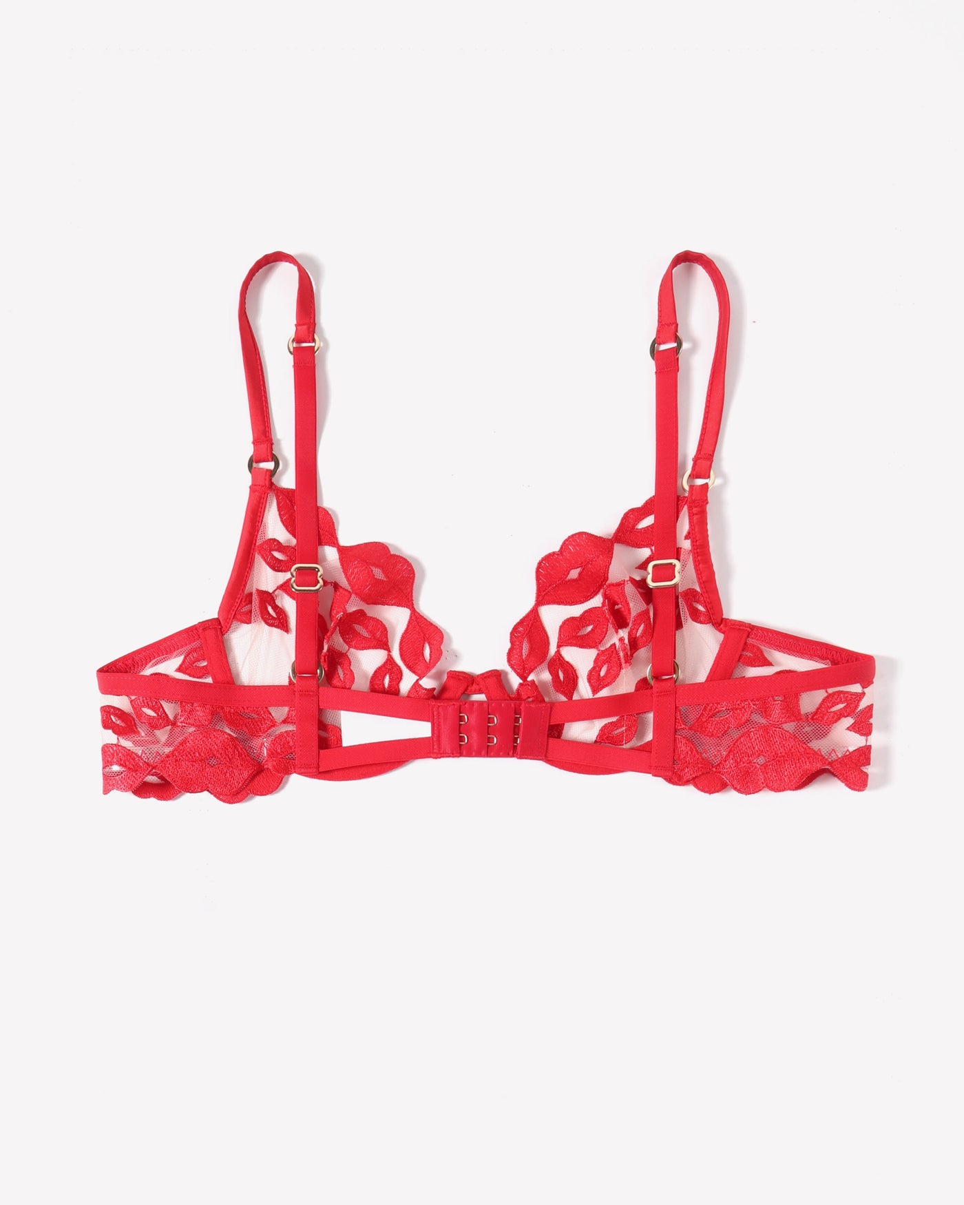 Kiss Print Embroidery Bra