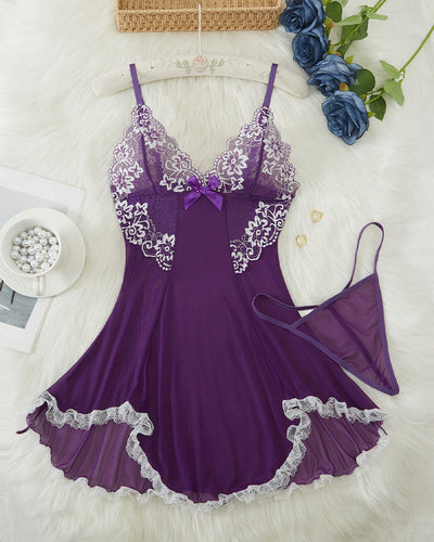 Contrast Lace Asymmetric Babydoll