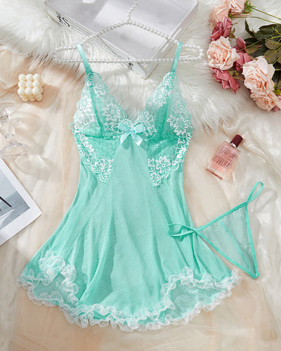 Contrast Lace Asymmetric Babydoll
