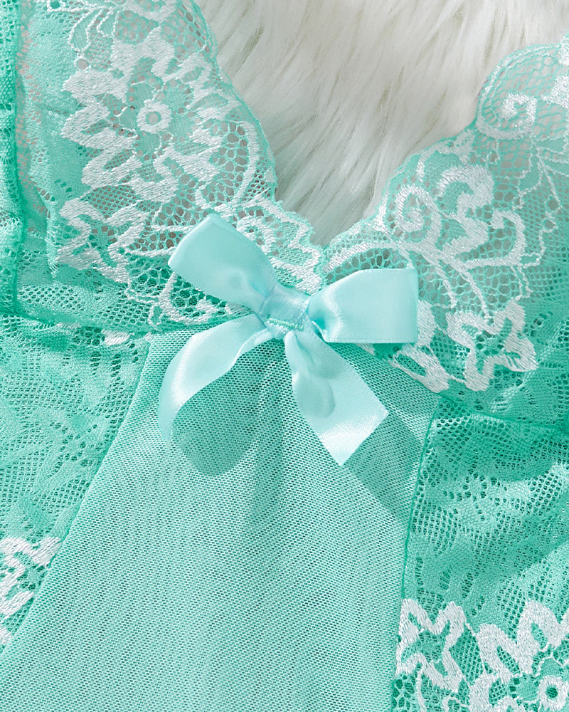 Contrast Lace Asymmetric Babydoll