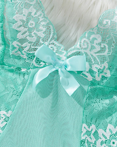 Contrast Lace Asymmetric Babydoll