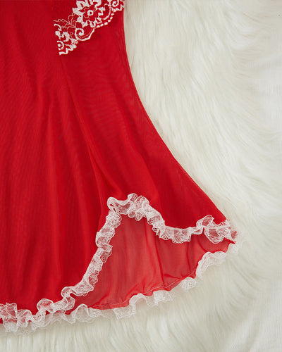 Contrast Lace Asymmetric Babydoll