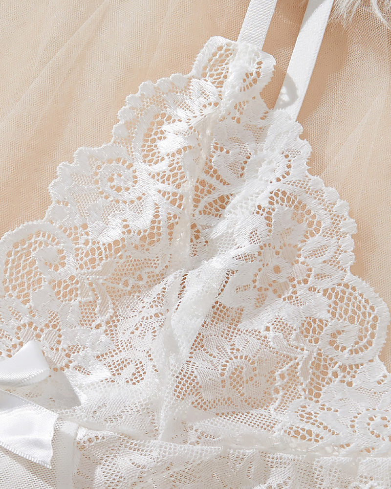 Contrast Lace Asymmetric Babydoll