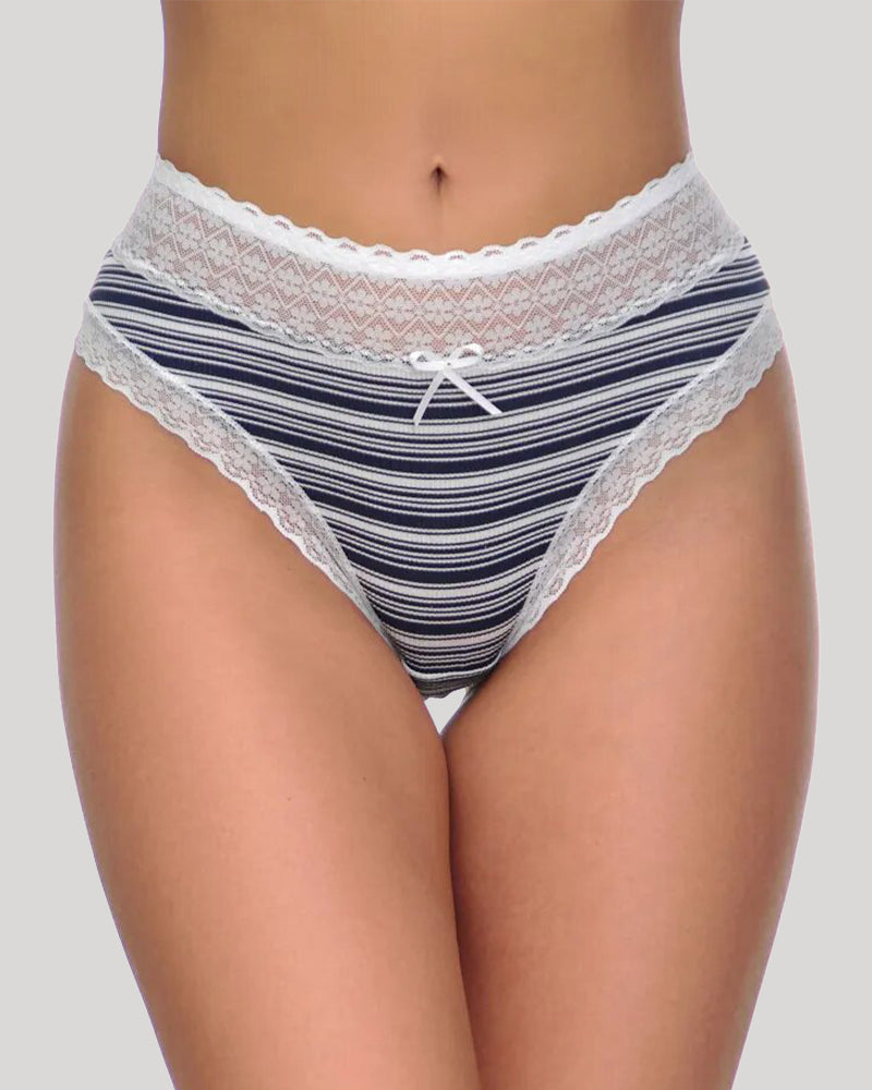 Lace print stripes Panties