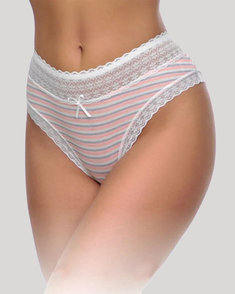 Lace print stripes Panties