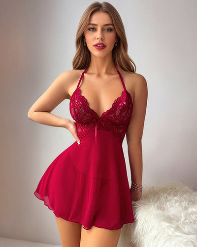 Lace Mesh Backless Babydolls