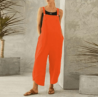 Women's Solid Color Casual Overalls With Pockets