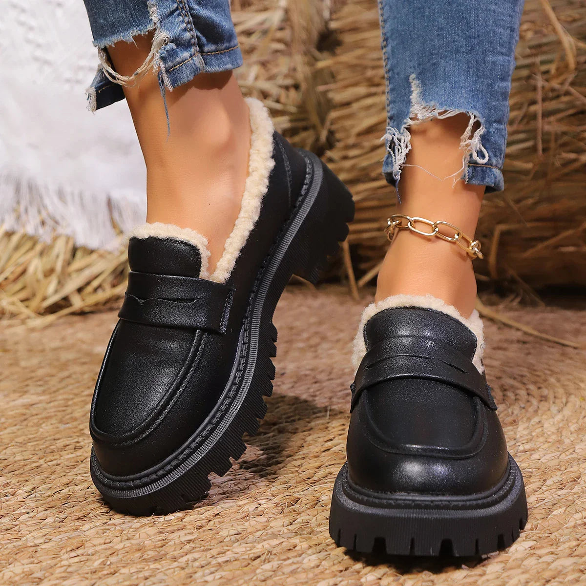 Sherpa Lined Platform Loafer