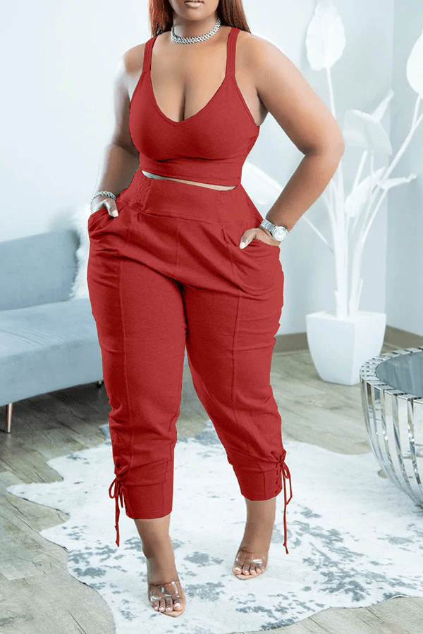 V-Neck Vest & Drawstring Pant Set