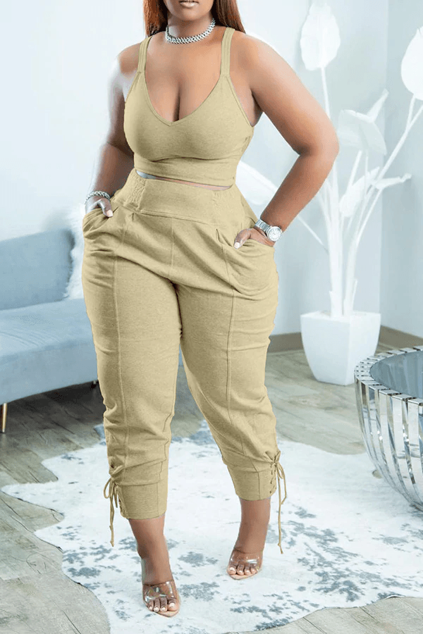 V-Neck Vest & Drawstring Pant Set