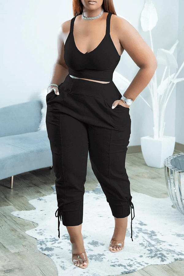 V-Neck Vest & Drawstring Pant Set