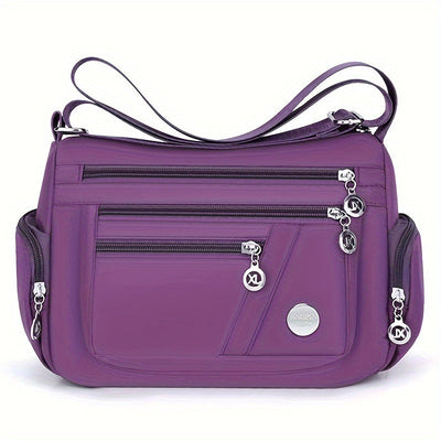 1pc Waterproof Nylon Crossbody Bag - Casual, Studded, Lightweight with Adjustable Strap