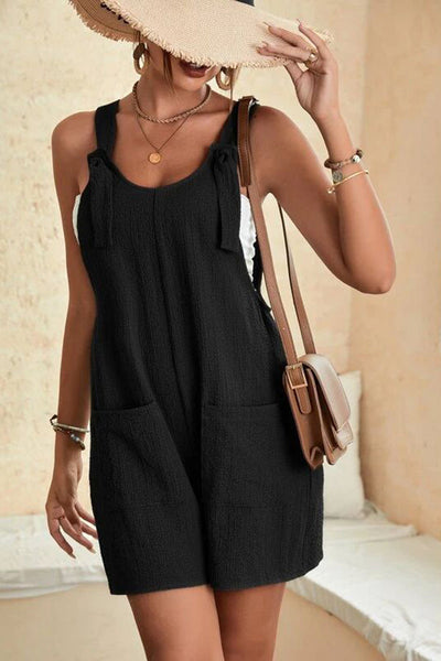 Sun Drenched Linen Blend Pocketed Romper