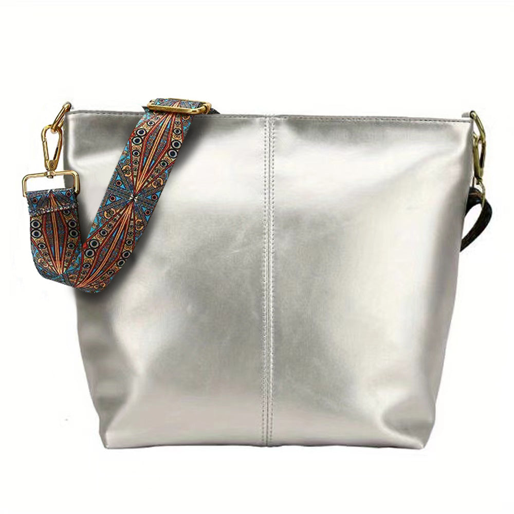 Geometric Strap Hobo Bag - Large Capacity, Retro Crossbody