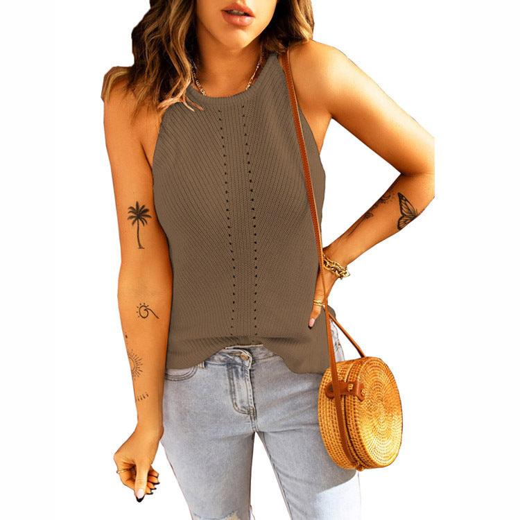 Beach Halter Neck Knitted Loose Vest