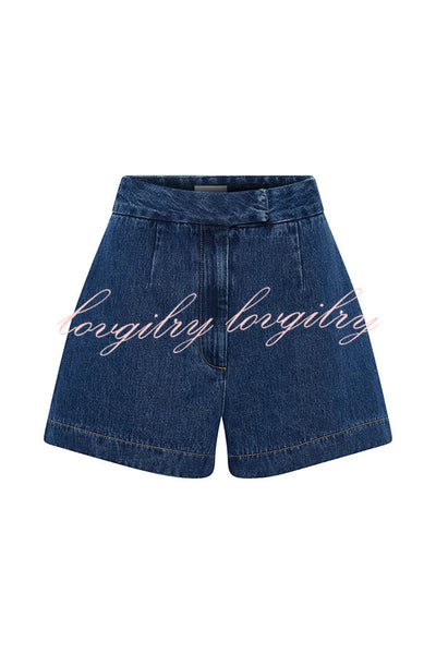 Abel Denim High Waist Relaxed Fit Shorts