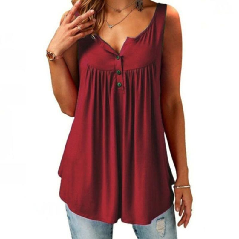 Summer Loose Button Tank Top