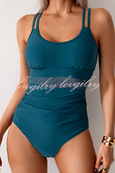 Fashion Waist Mesh Stretch One-piece Swimsuit