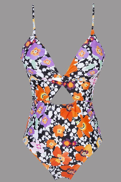 Romantic Floral Knotted One-piece Swimsuit