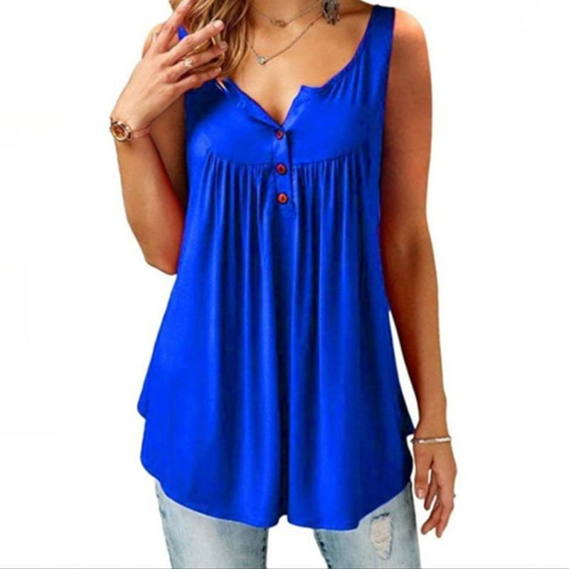 Summer Loose Button Tank Top