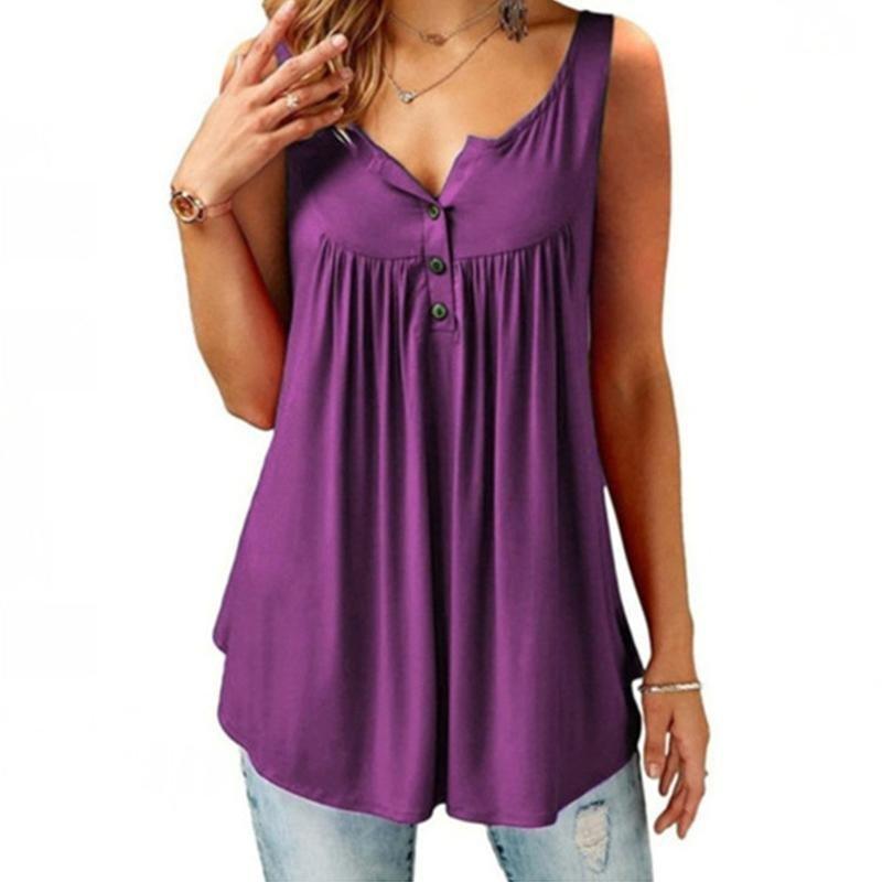 Summer Loose Button Tank Top