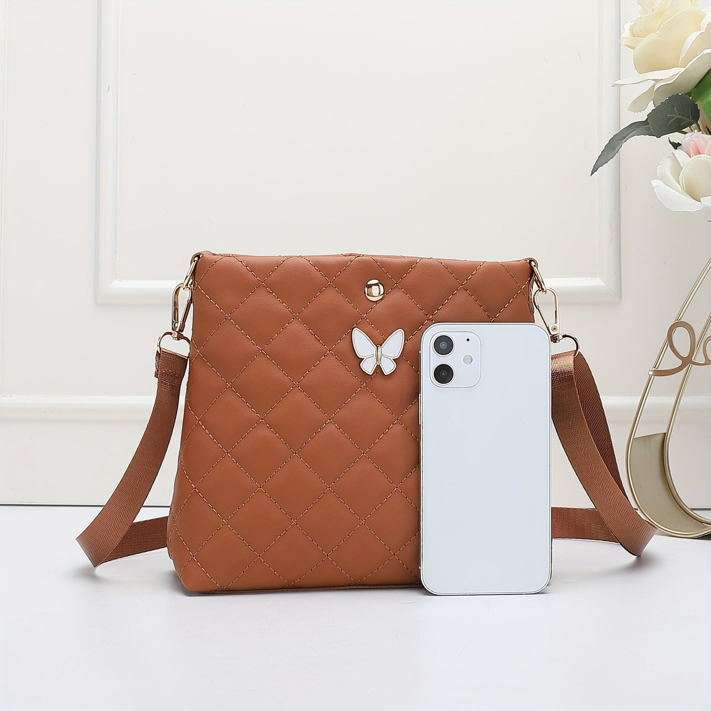 Wave Quilted Bucket Bag - Mini Crossbody, Trendy Shoulder Handbag