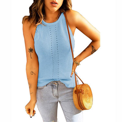 Beach Halter Neck Knitted Loose Vest