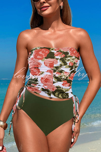 Unique Print High Waist Tie-Stretch Two-Piece Bikini Swimsuit