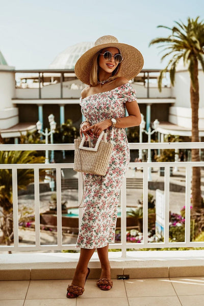 Summer Off Shoulder Boho Print Dress