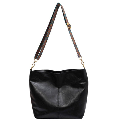 Geometric Strap Hobo Bag - Large Capacity, Retro Crossbody