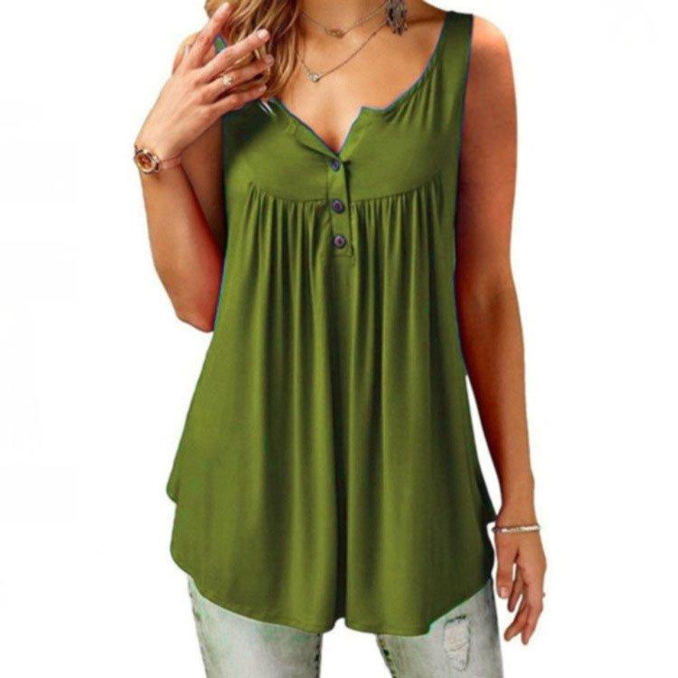 Summer Loose Button Tank Top