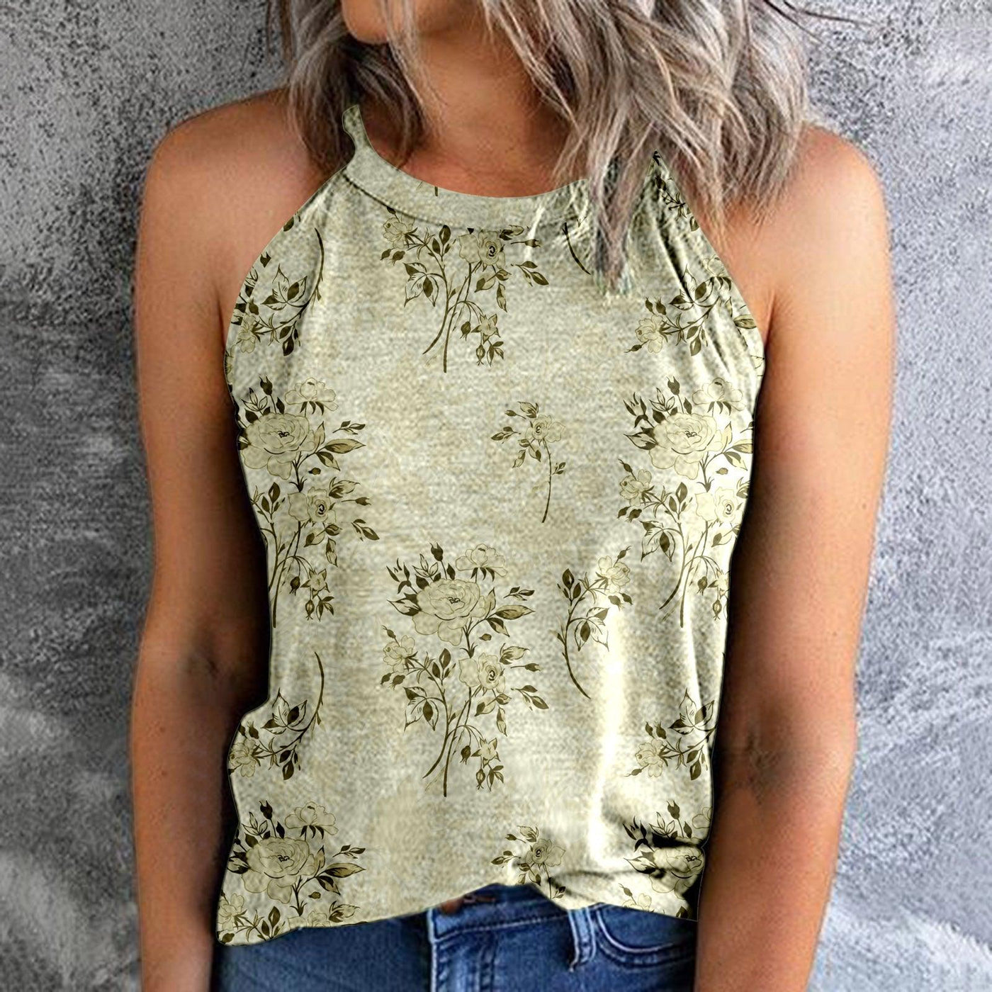 Women's Bohemian Print Vest Stitching Retro Top