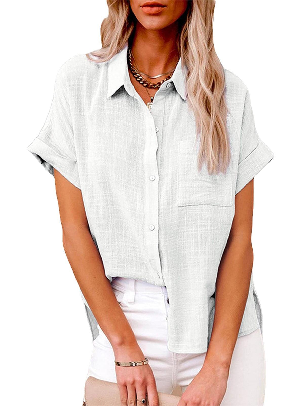 Solid Color Casual Loose Patchwork Shirt